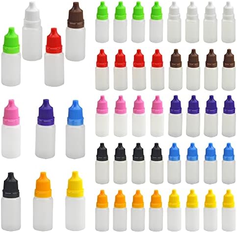 Xinmeiwen 50pcs 10ml Plástico vazio Plástico Gotal de gotas de líquido de olho de olho de olho com tampa à prova de criança