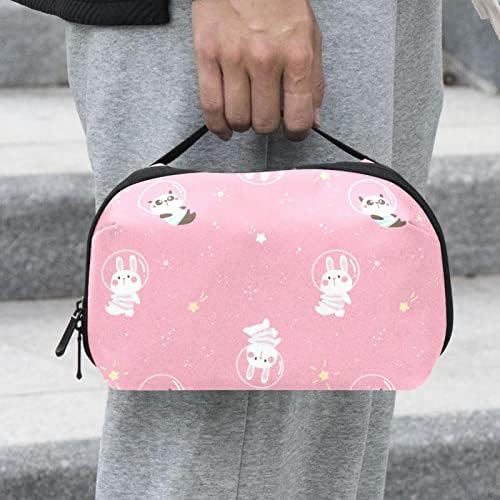 Sacos de cosméticos à prova d'água, sacos cosméticos de viagem rosa de coelho panda, sacos de maquiagem portáteis multifuncionais,