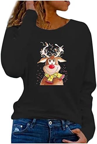 Moleteira fofa colorida de tripulante Camisetas de manga longa Feliz Natal para meninas Roupas de inverno em geral para mulheres