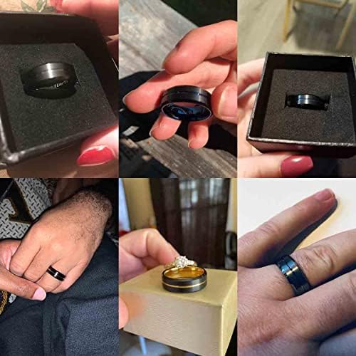Lauriecinya tungstênio anel de carboneto Men Women Weanding Weing Waring noivado anel de 8mm de conforto gravado 'eu te amo'