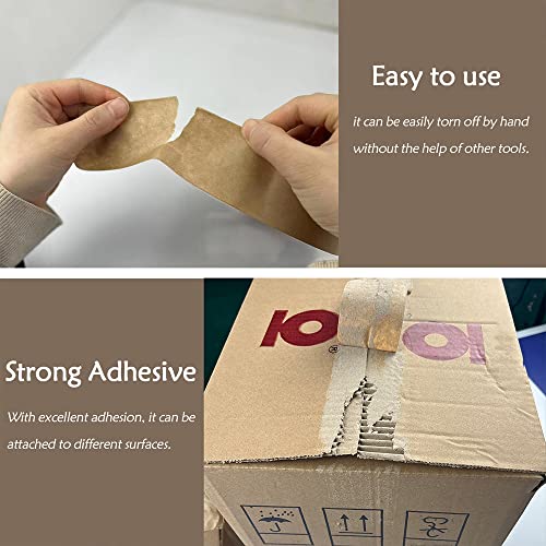 Fita de embalagem marrom 3T NBTAPE, fita de embalagem de papel kraft de papel kraft para selar caixas de papelão de papelão, movimentação de remessa, 6 rolos x 2 '' x 55 yd x 7 mil