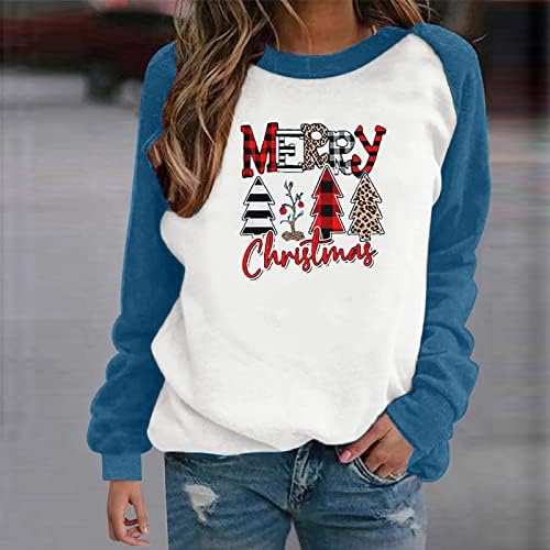 Narhbrg feminino foodies foos de rena de manga longa Xmas Snowflake