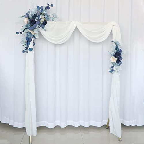 RNCOZE 2 FLORES DE ARCH CASAMENTO DE PACO, ARTILIAL AZUL BLOW FLOR SWAG com Eucalipto Folhas, Arranjo Floral de Black Faux Garlandas