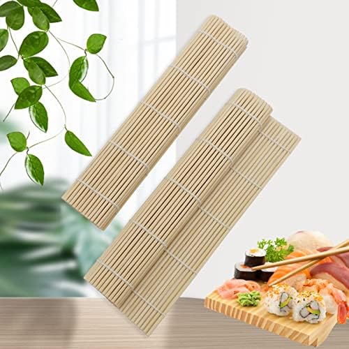 Kvmorze 2 Pack Bamboo Sushi Rolling tapete, Sushi Making Kit, Sushi Roller Bamboo Bamboo Mat Grandes ajudantes para fazer sushi, suprimentos de sushi, 9.3