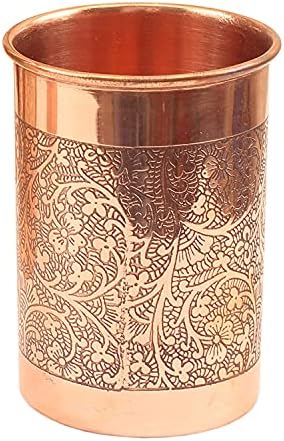 Atração Local de design em relevo copper Tumbler de vidro, drinques e servidos, Yoga 300 ml Conjunto de 2