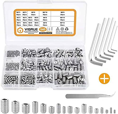 540pcs para parafusos de soquete HEXTILIONAL DO STRESTIÇÃO DE 304 PARA PARA PARA PARA PARA PARA PARA PARA PARA PARA PARA PARA ATENAS M2 M3 M4 M5 M6 M8