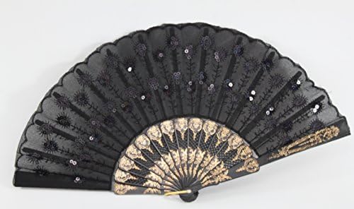 Fãs de bolso de mão preto de estilo japonês chinês de estilo japonês