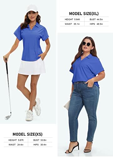 Jinshi feminino camisa de pólo de golfe vil de pescoço de colarinho de manga curta Top upf50+ camisas de tênis soltas