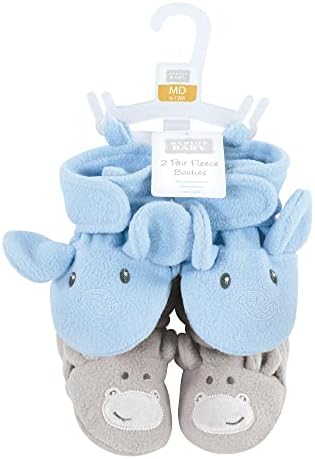 Hudson Baby Unisisex-Baby Animal Fleece Booties 2-Pack