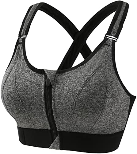 Bras esportivos para mulheres zip Front Free Free acolchoado sem impacto médio impacto de ioga tanques de treino de