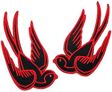 Conjunto de 2 pcs. Swallow Bird Par de pássaro tatuagem fofa manchas de pardal de pássaros vermelhos desenho animado