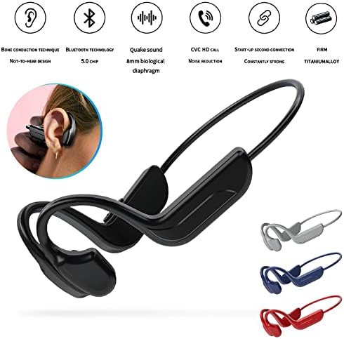 fones de ouvido de condução do gancho de ouvido Bluetooth 5.0 do Atinetok-fones de ouvido-Mic Mic Bass Deep Bass cancelando o fone de ouvido estéreo de orelha aberta esportes de microfone à prova d'água para exercícios esportes ao ar livre