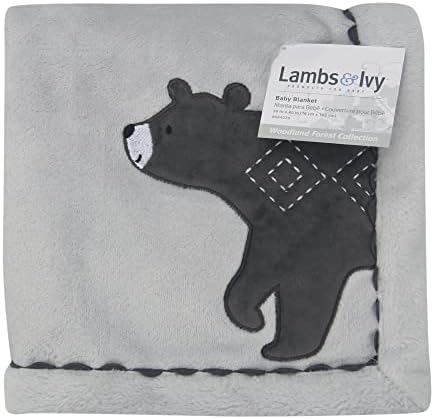 Lambs e Ivy floresta floresta de lã cinza urso berçário cobertor de bebê