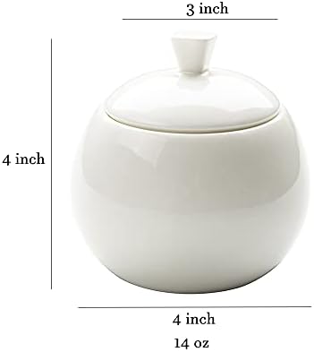 Sizikato Pure Pure Porcelain Sugar Bowl com tampa, 14 oz de salgada para cozinha ou restaurante