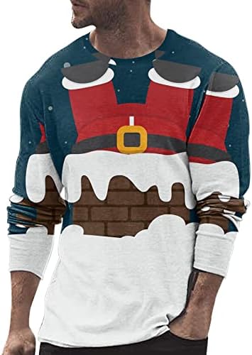 XXBR Christmas de manga longa camisetas para homens, Natal 3D gráfico Papai Noel