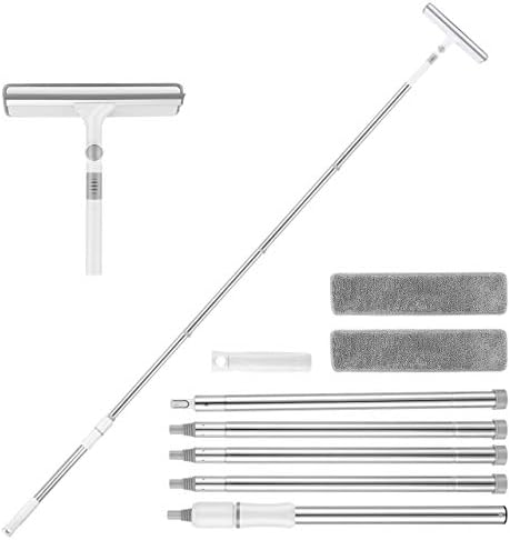 Ferramenta de limpeza de janelas, Aiglam 99 Janela Squeegee com pólo telescópico de 87, cabeça rotativa de 180 ° e 2