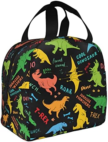 Bolsa de dinossauros jurássicos para crianças mochileiros de lancheira pretos dino -dino de lanche o padrão de animal de bicicleta