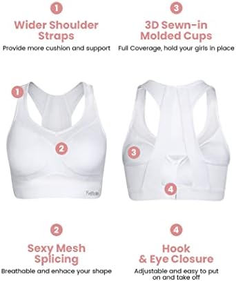 Yvette Sports Bra for Women - treino acolchoado de alto impacto Bras respirável