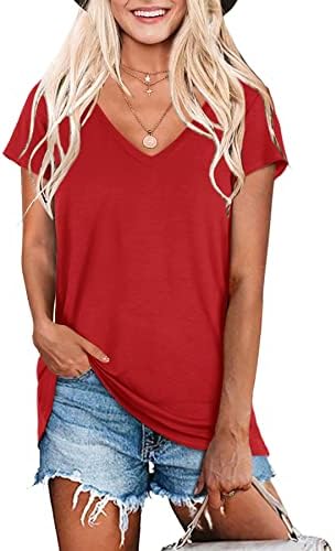 Tops de verão para mulheres, camiseta casual de manga longa/curta, camiseta casual