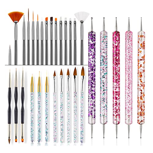 Bincroner Noil Conjunto de mulheres, leve e consciente nem design, Art Brashes Pen Tools Compartilhando Gel 31 Peças Manicure