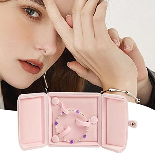 Caixa de pulseira de veludo gorgecraft caixa de pulseira de capa dupla com botão de branquear botão para jóias rosa Caixa de presente