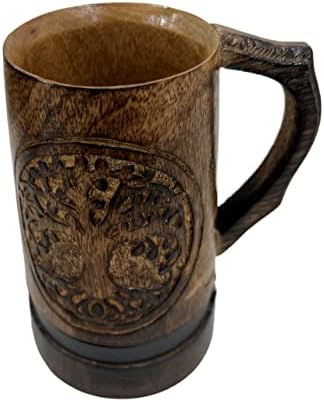 Manga feita de madeira de madeira canecas de café de madeira escura natural - ecologicamente correto de madeira de madeira de gama de gama de gama de chá para homens para homens cafeteira de café Viking