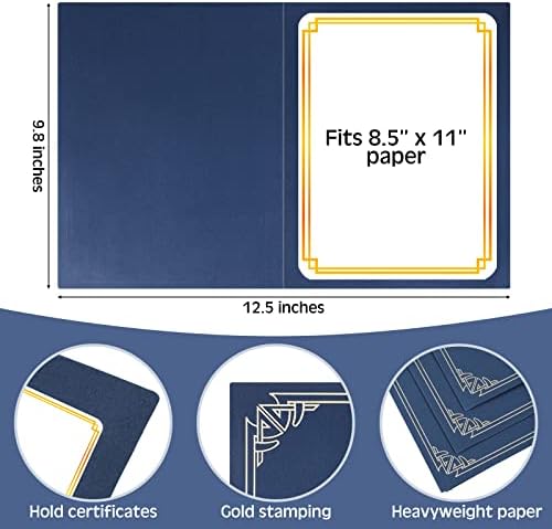 60 Titulares de certificados de embalagem Capas Diploma Titular Diploma Document Document com borda de papel alumínio de ouro para 8,5