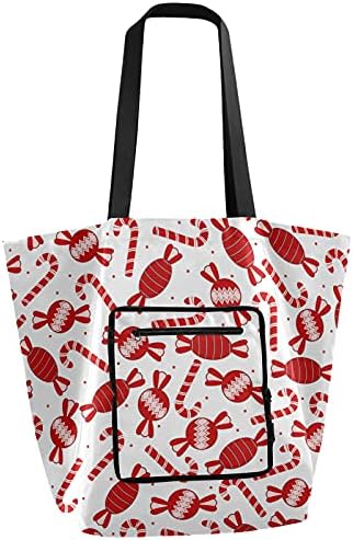 Feliz Natal Candy Bolsa de ombro dobrável Bag reutilizável bolsa de mercearia pesada bolsa bolsa de compras para viajar