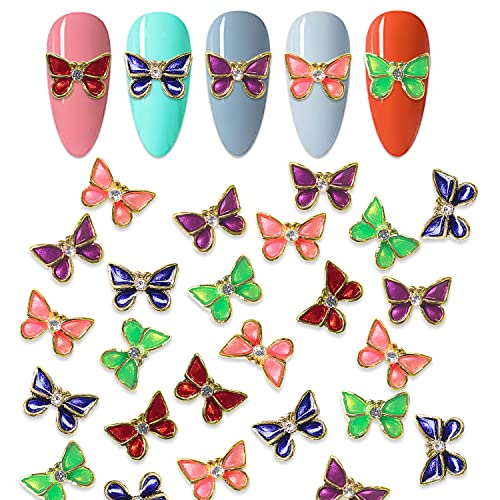Wokoto 30pcs colorido 3d Butterfly Nail Artms para unhas jóias de unhas de borboleta para acrílico unhas jóias e chrams para unhas