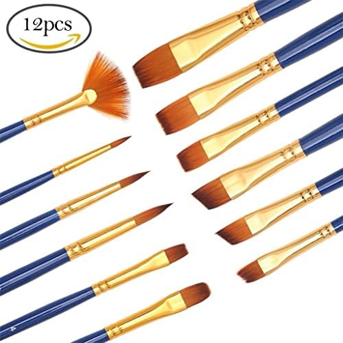 Trexd 12pcs Profissional Diferente forma de nylon pincel de cabelo Artista Brush de pintura aquarela de óleo para