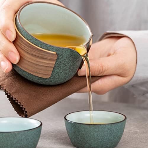Chaleira de chá japonês Hemoton 1 Conjunto de chá de cerâmica chinês Mini Viagem Cerâmica Pote de chá com estojo de transporte chinês de kung fu bule com 2 xícaras para negócios para hotel Outdoor Picnic Travel Gift