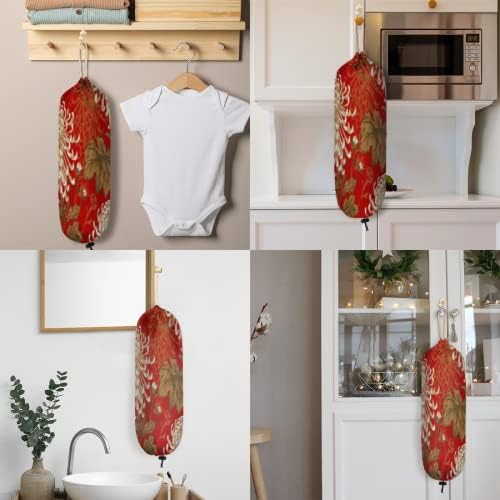 Porta de sacola plástica de plástico de flor de crisântemo, porta -bens de mercearia floral Orient