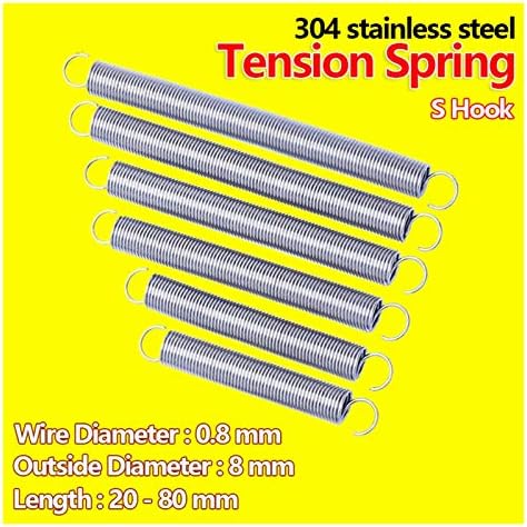 Substituição de mola de tensão metálica 304 Aço inoxidável tensão de tensão mola rebote da mola de mola de mola de mola diâmetro de mola de 0,8 mm diâmetro externo 8 mm)