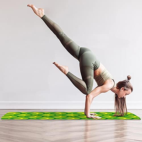 Exercício e fitness de espessura não deslizante 1/4 tapete de ioga com impressão de padrão de cauda verde de pêssego para yoga pilates e exercício de fitness de piso