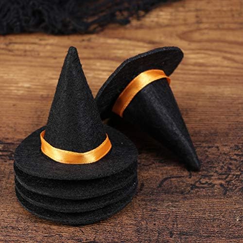 Nuobesty halloween mini chapéus de bruxa lenço capa de capa de vinho decorações de garrafas de vinho ornamentos para talhas