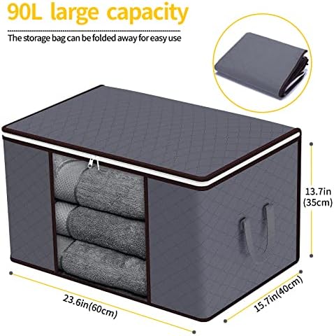 Saco de armazenamento de 90l de desejo de 6pack para roupas recipientes de armazenamento de grande capacidade com alça reforçada