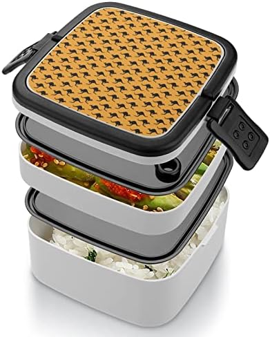 Padrão de canguru engraçado tudo em um recipiente de almoço de caixa bento com colher para viagens de trabalho piquenique