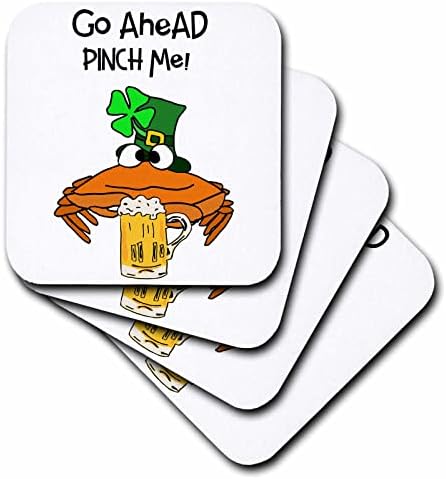 3drose fofo engraçado caranguejo usando chapéu shamrock bebendo cerveja St. Patricks Dia - Coasters