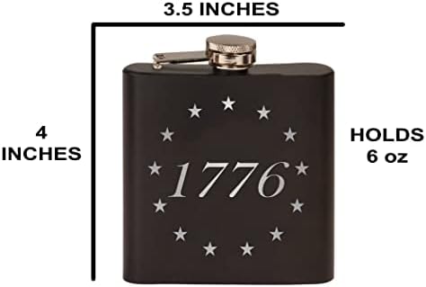 Betsy Ross 1776 EUA American Bandle Aço inoxidável Flask de quadril premium Conjunto de presentes em caixa fosco Black é um ótimo presente para ele pai pai