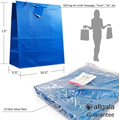 Allgala 12pk Valor Premium Solid Color Paper Sacos de presente -13 Grande