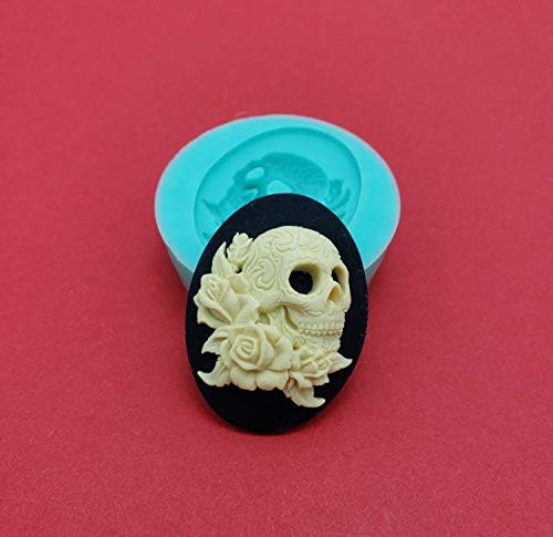 F S Brand Silicone Mold Pirate Skull Roses Cameo flexível para artesanato, jóias, resina, scrapbooking, argila de