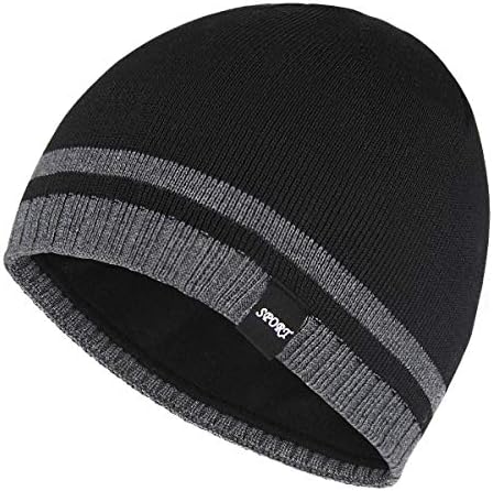 Bodvera Mens Winter Feanie Hat Warm Knit Mangurado Toboggan Skul Skull Cap