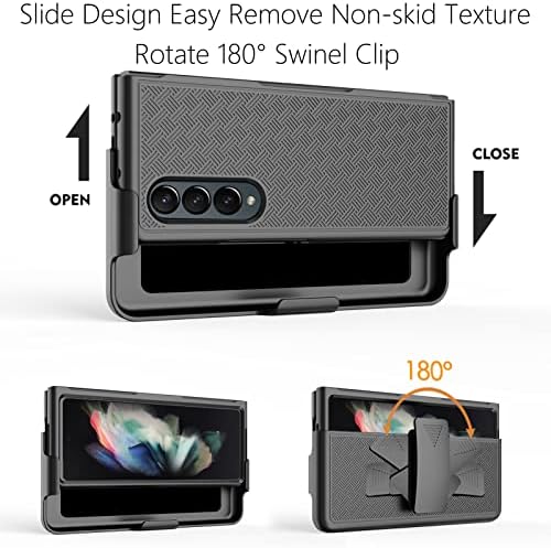 Ailiber para Samsung Galaxy Z Fold 4 Caso, Galaxy Z dobra 4 coldre de caixa de telefone com protetor de tela, clipe de correia giratória,