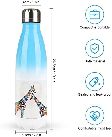 Girafa colorida 17oz Sport Water Bottle Bottle Stainless Acele aço a vácuo em forma de cola isolada balão esportivo reutilizável