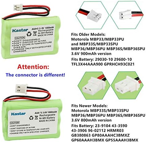 Substituição de bateria de 1 pacote KASTAR para AT&T Batt-2400 UL240, Lucent Technologies 00192 192, BT207695 VM312 VM3251 VM3252 VM3261, Radio Shack 23-9104 239104 43-3590 43590 43-39040404040404040404061