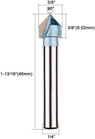 Uxcell 90 graus V-Groove Router Bit 3/8 dia com haste de 1/4, carboneto com grooving bit de grooving