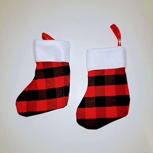 4pcs 2 grandes 2 pequenas meias de Natal vermelho/preto - meias de Natal - meias para adultos - meias para crianças