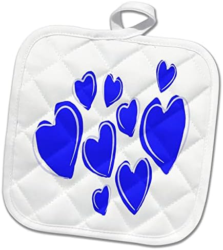 3drosrose corações fofos punhados à mão Bold Blue Romanticle Doodle - Potholders