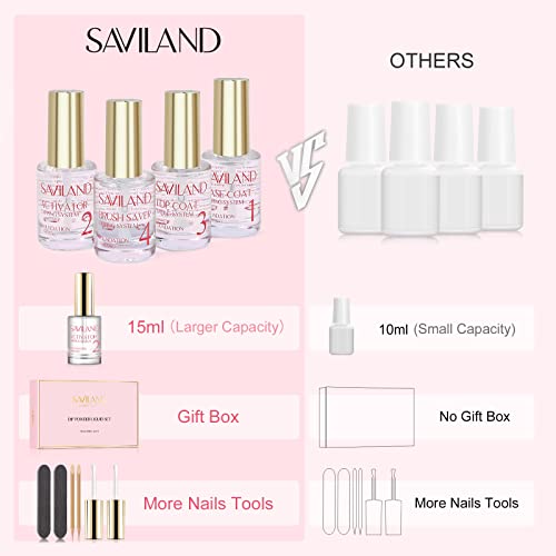 Saviland 46pcs Dip Powder Nail Kit - 36 cores Dipe Powder Conjunto e conjunto de líquidos de 15 ml, Ferramentas de unha necessárias