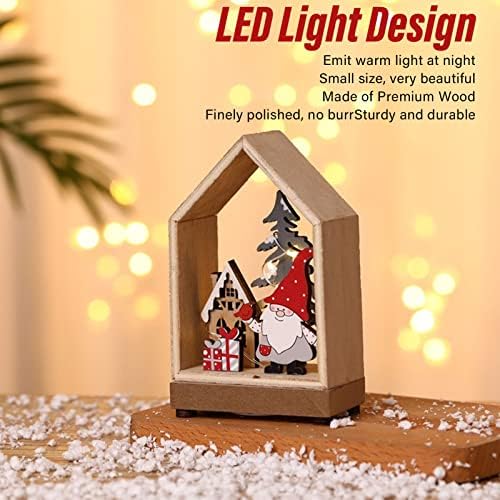Decoração da casa de Natal do FDIT, Wooden Led Light Christmas Desktop Window Ornament Decorações internas de Natal Villays Christmas Villays <br/>